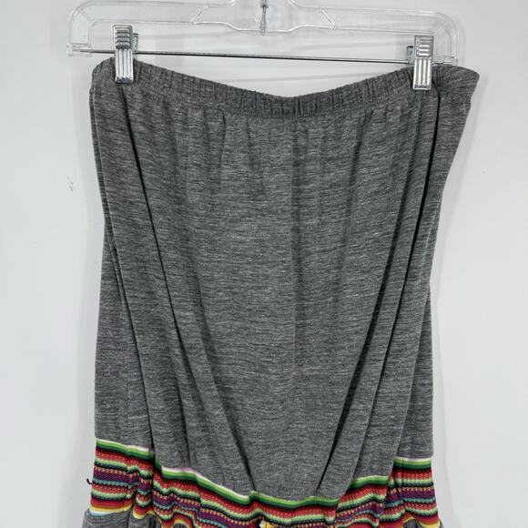 Lucky Brand Sleeveless Romper Cover Up Size Medium Gray Rainbow Trim - Picture 2 of 8